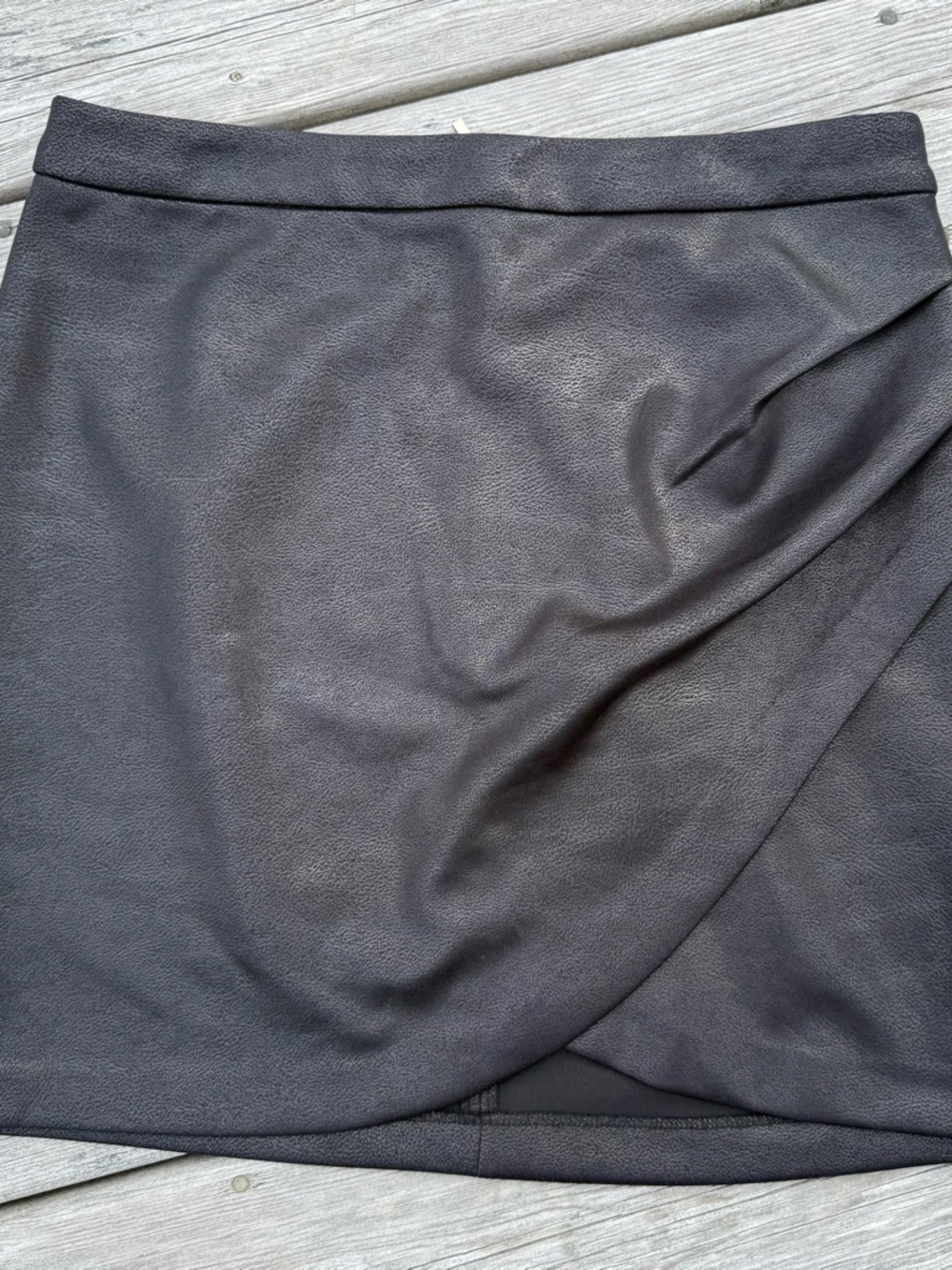 Dynamite Black Faux-Leather Mini Wrap Skirt